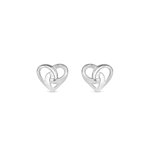 Simply Silver Sterling Silver 925 Knotted Heart Stud Earrings