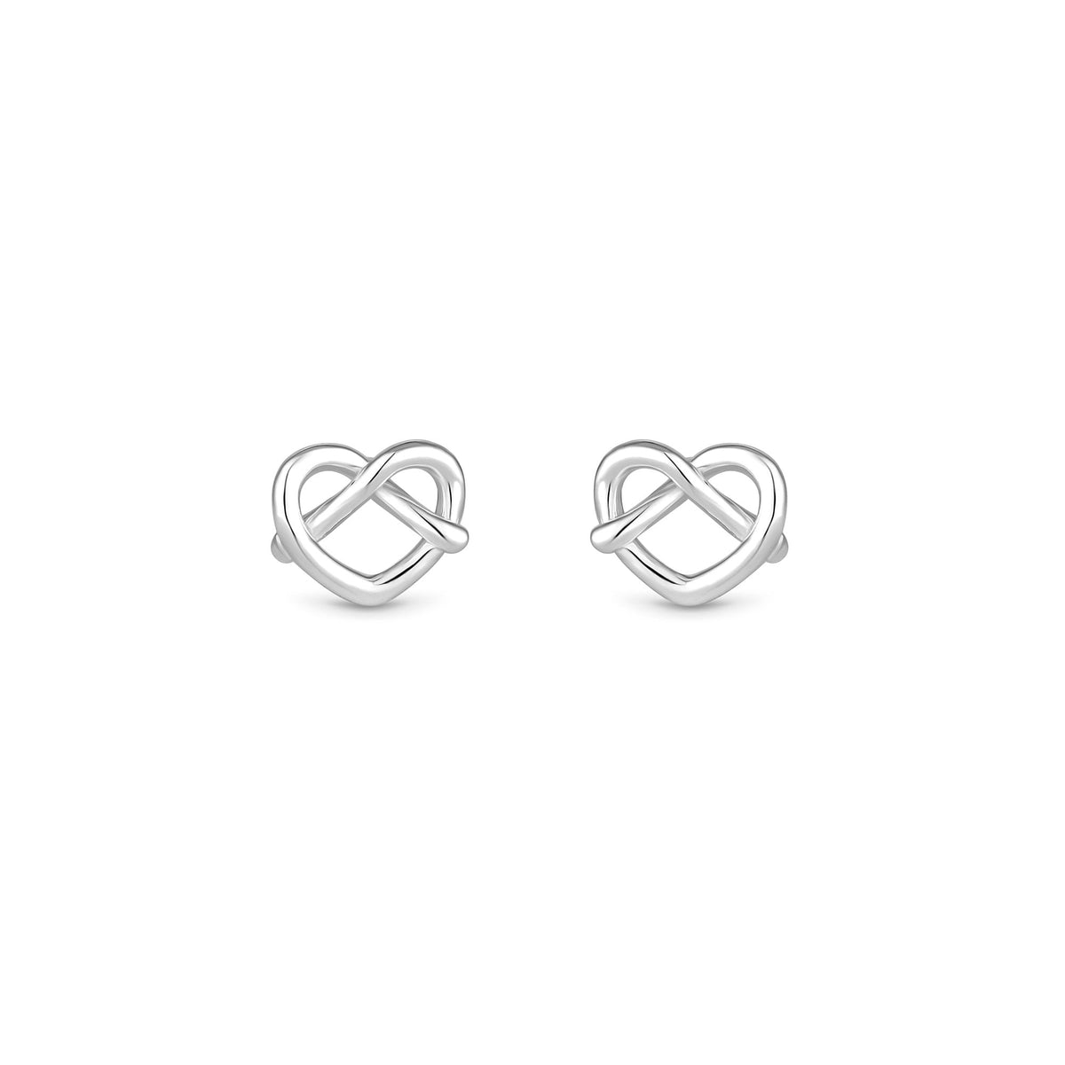 Simply Silver Sterling Silver 925 Open Crossover Heart Stud Earrings