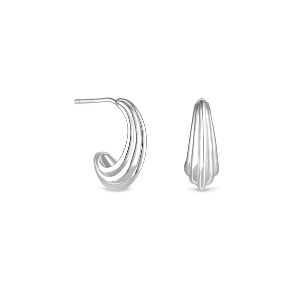Simply Silver Sterling Silver 925 Polished Ridged Hoop Earrings