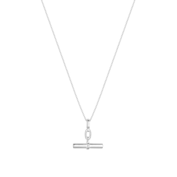 Simply Silver Sterling Silver 925 Textured Polished T Bar Necklace