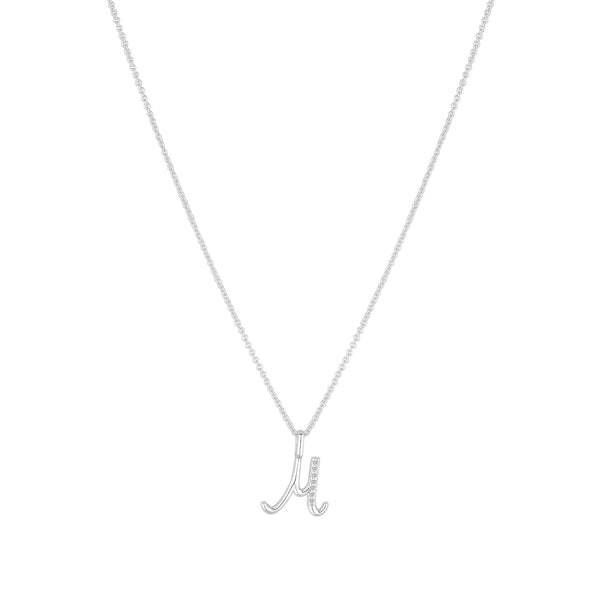 Simply Silver Sterling Silver 925 Polished and Cubic Zirconia Initial Pendant - M