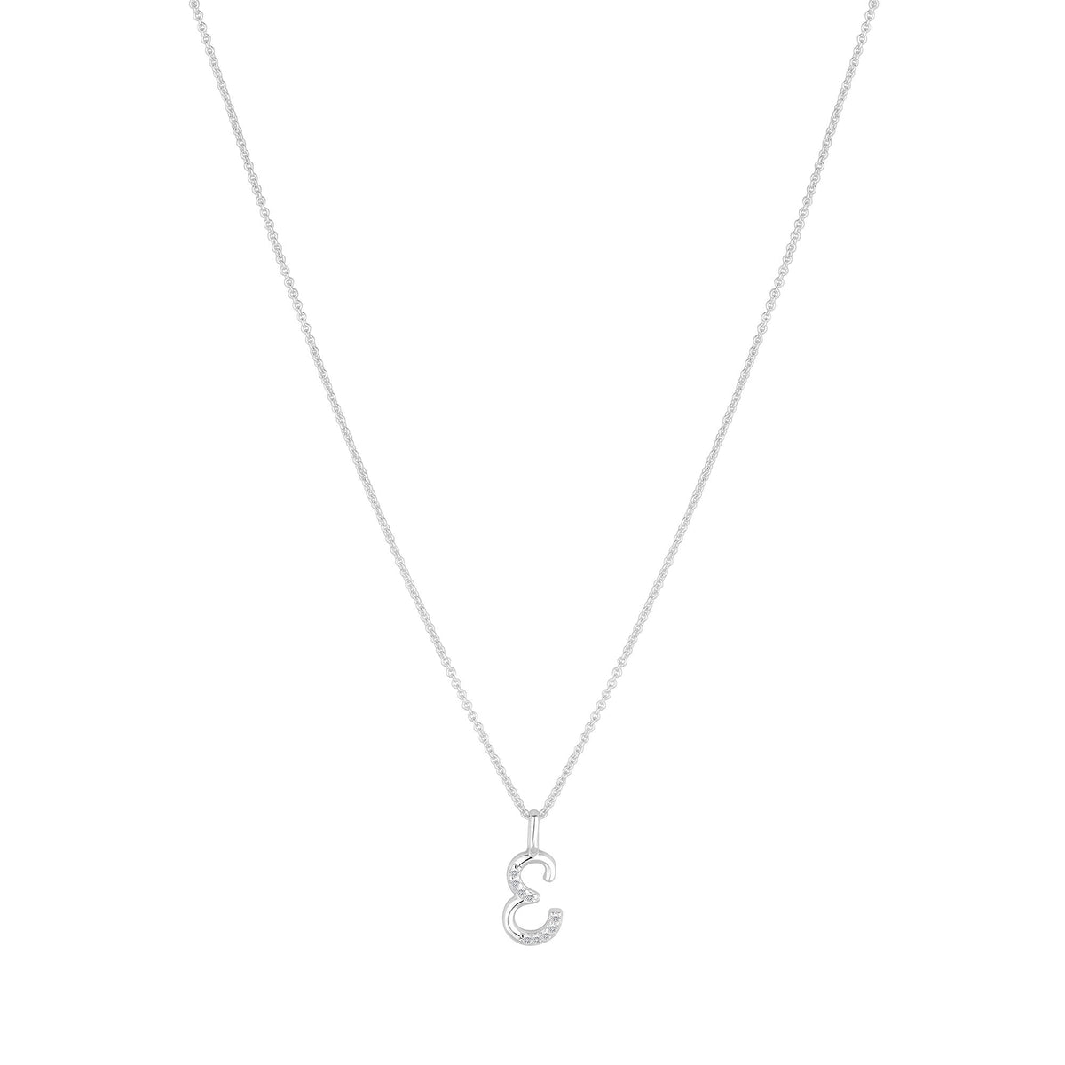 Simply Silver Sterling Silver 925 Polished and Cubic Zirconia Initial Pendant - E