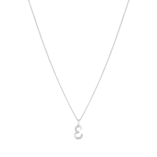 Simply Silver Sterling Silver 925 Polished and Cubic Zirconia Initial Pendant - E