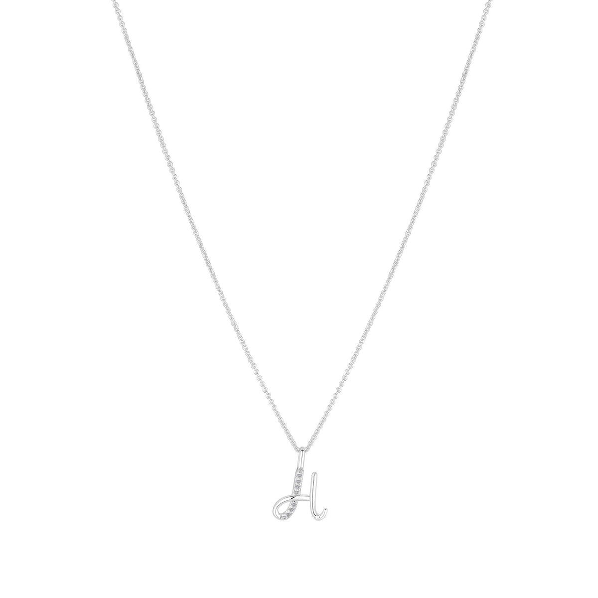 Simply Silver Sterling Silver 925 Polished and Cubic Zirconia Initial Pendant - H