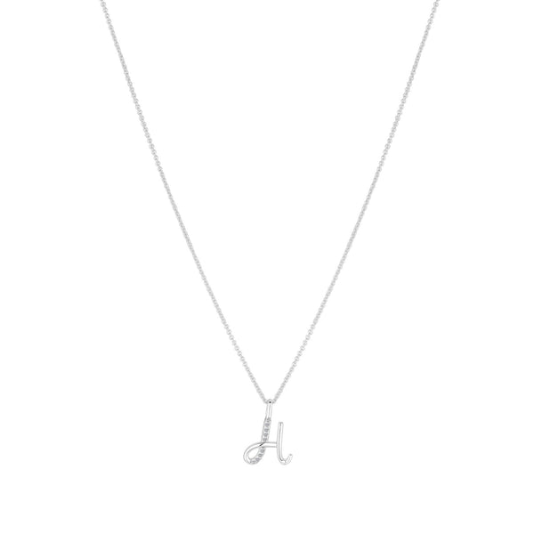 Simply Silver Sterling Silver 925 Polished and Cubic Zirconia Initial Pendant - H