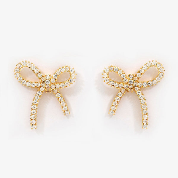 Jon Richard Gold Plated Cubic Zirconia Bow Earrings