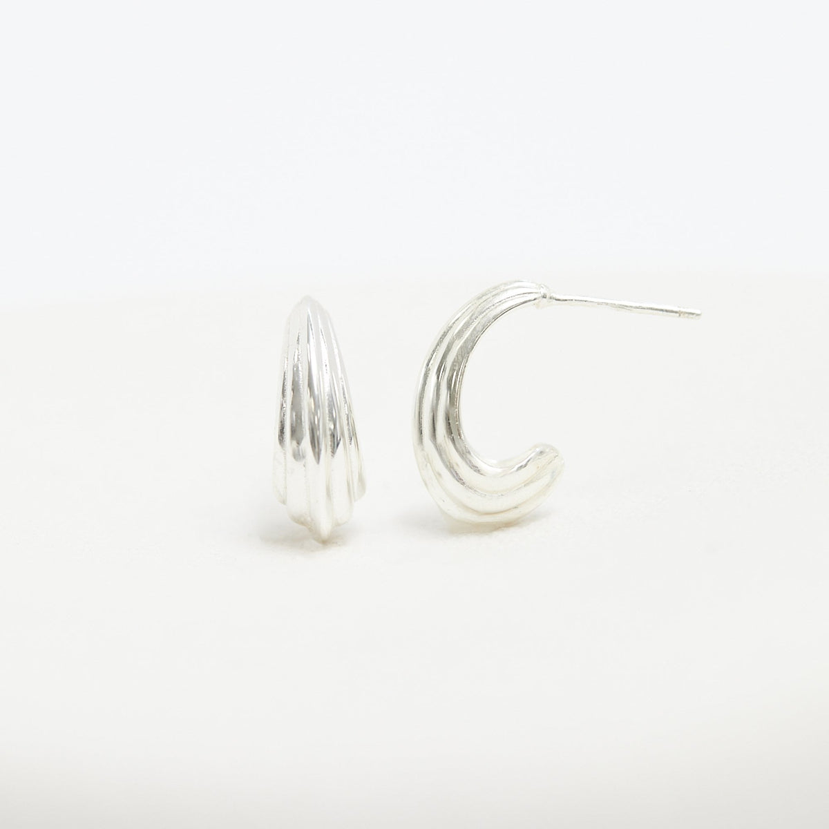 Simply Silver Sterling Silver 925 Polished Ridged Hoop Earrings