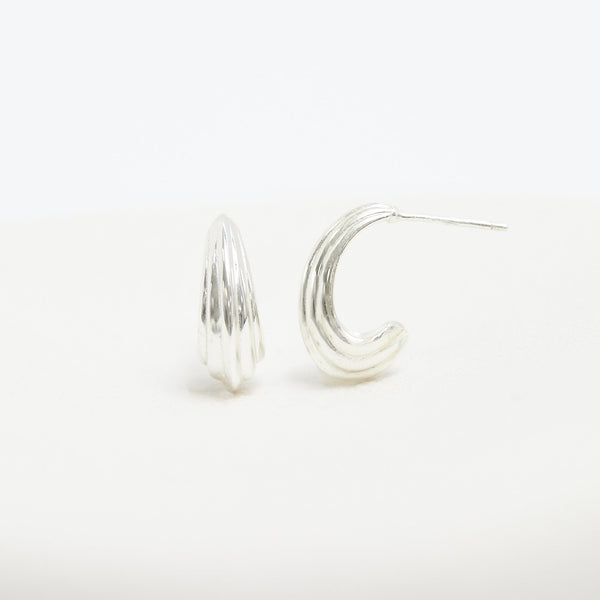 Simply Silver Sterling Silver 925 Polished Ridged Hoop Earrings