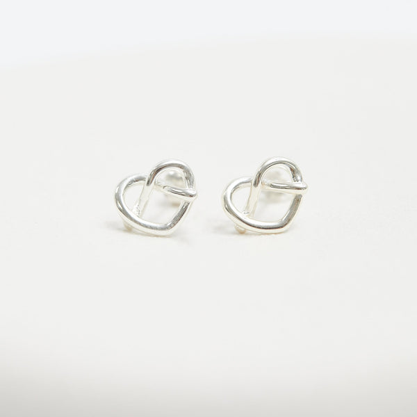 Simply Silver Sterling Silver 925 Open Crossover Heart Stud Earrings
