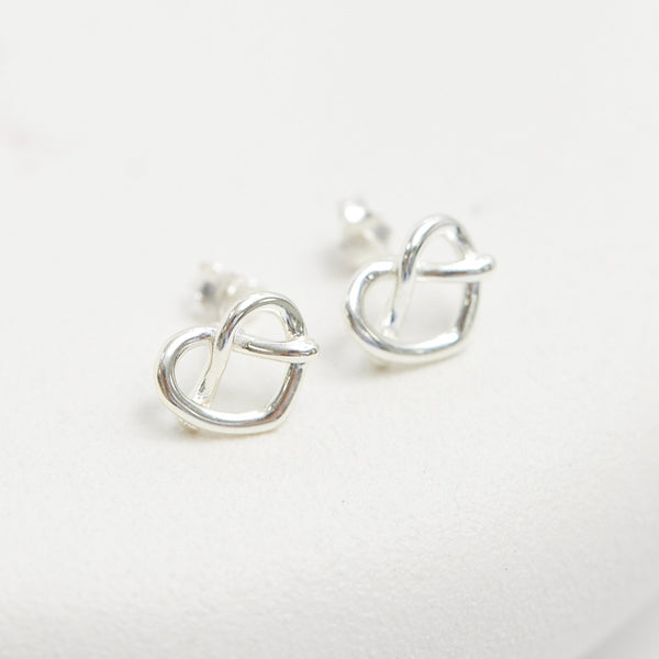 Simply Silver Sterling Silver 925 Open Crossover Heart Stud Earrings