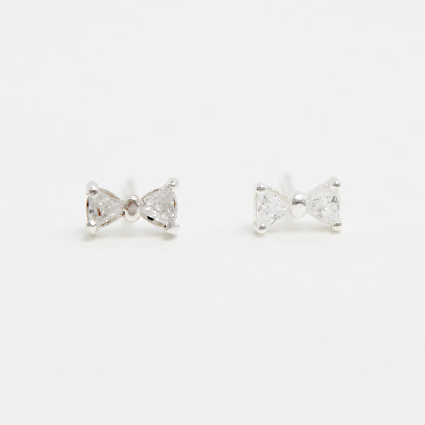 Simply Silver Sterling Silver 925 Cubic Zirconia Bow Stud Earrings