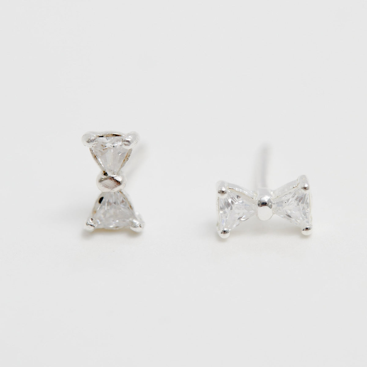 Simply Silver Sterling Silver 925 Cubic Zirconia Bow Stud Earrings