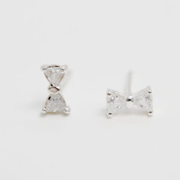 Simply Silver Sterling Silver 925 Cubic Zirconia Bow Stud Earrings