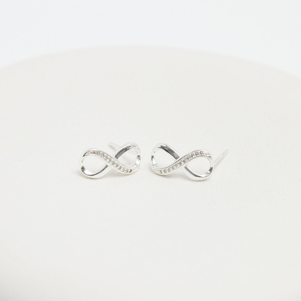 Simply Silver Sterling Silver 925 Polished and Cubic Zirconia Infinity Stud Earrings