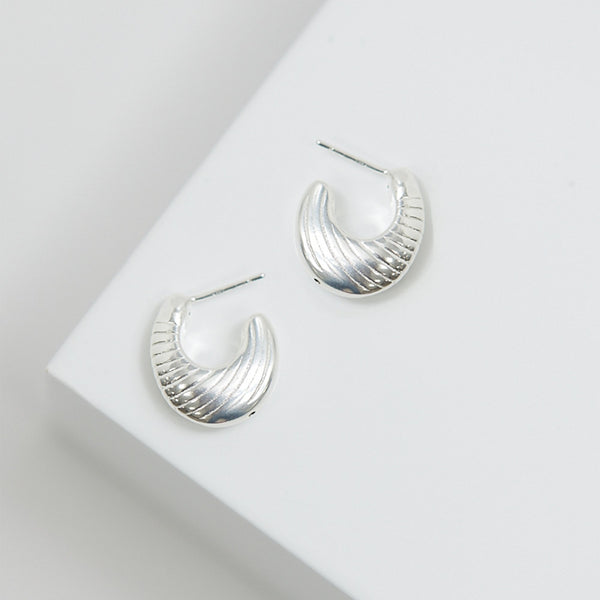 Simply Silver Sterling Silver 925 Polished Textured Hoop Earrings