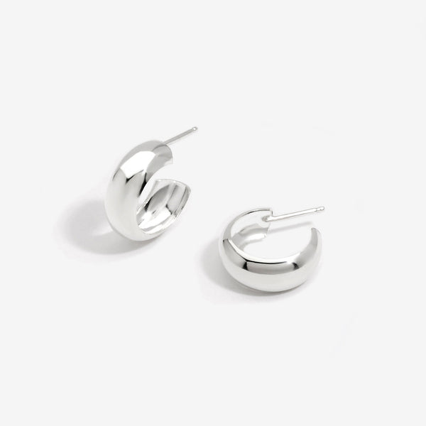 Simply Silver Sterling Silver 925 Wide Polished Hoop Earrings