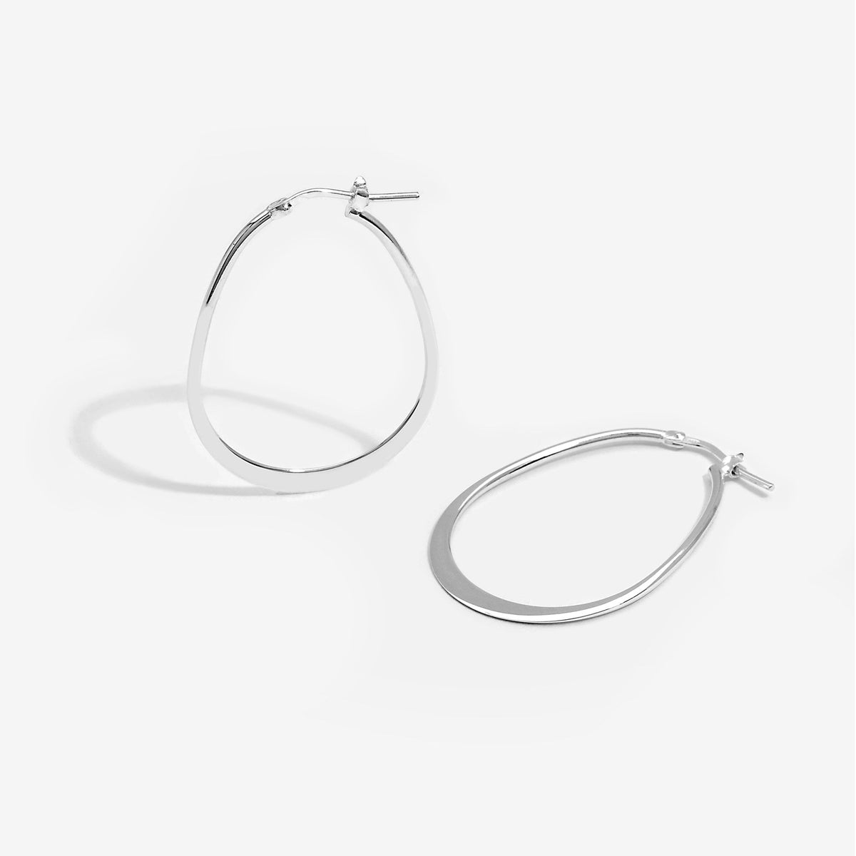 Simply Silver Sterling Silver 925 Polished Oval Flat Edge Hoop Earrings