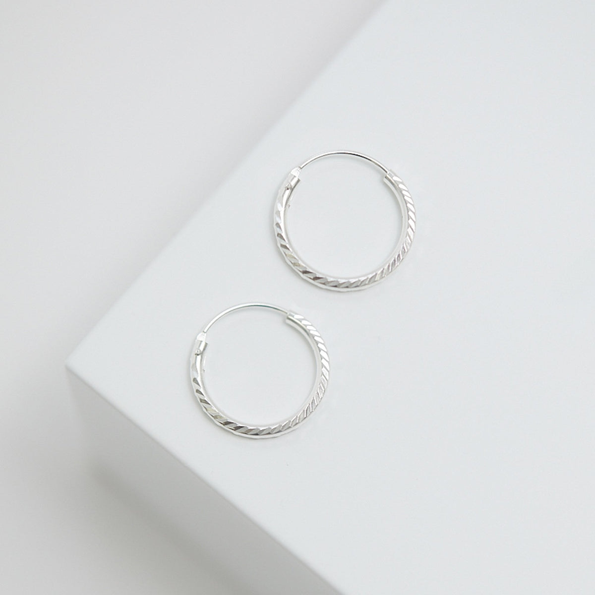 Simply Silver Sterling Silver 925 Textured Mini Sleeper Hoop Earrings