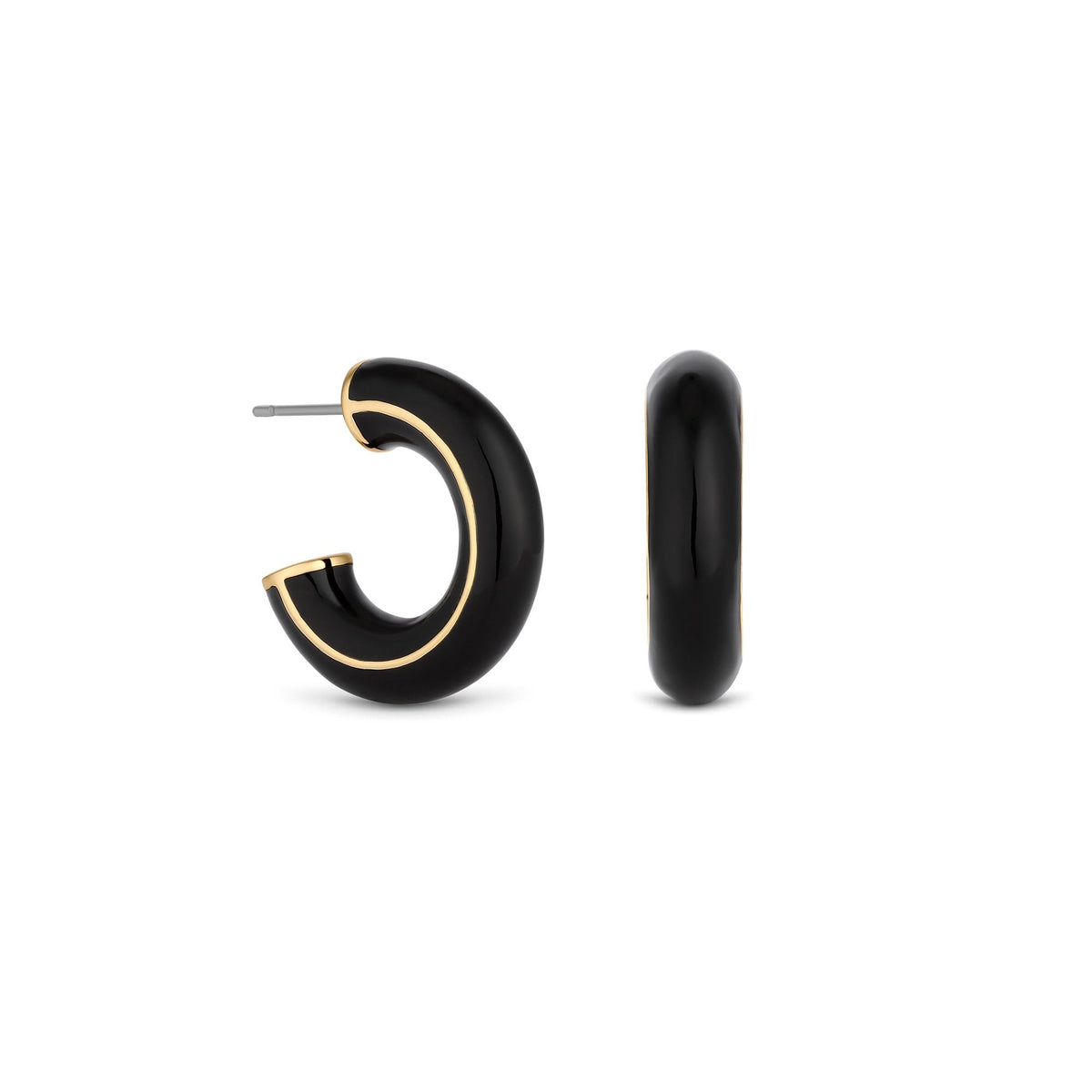 Jon Richard Gold Plated and Jet Hoop Earrings