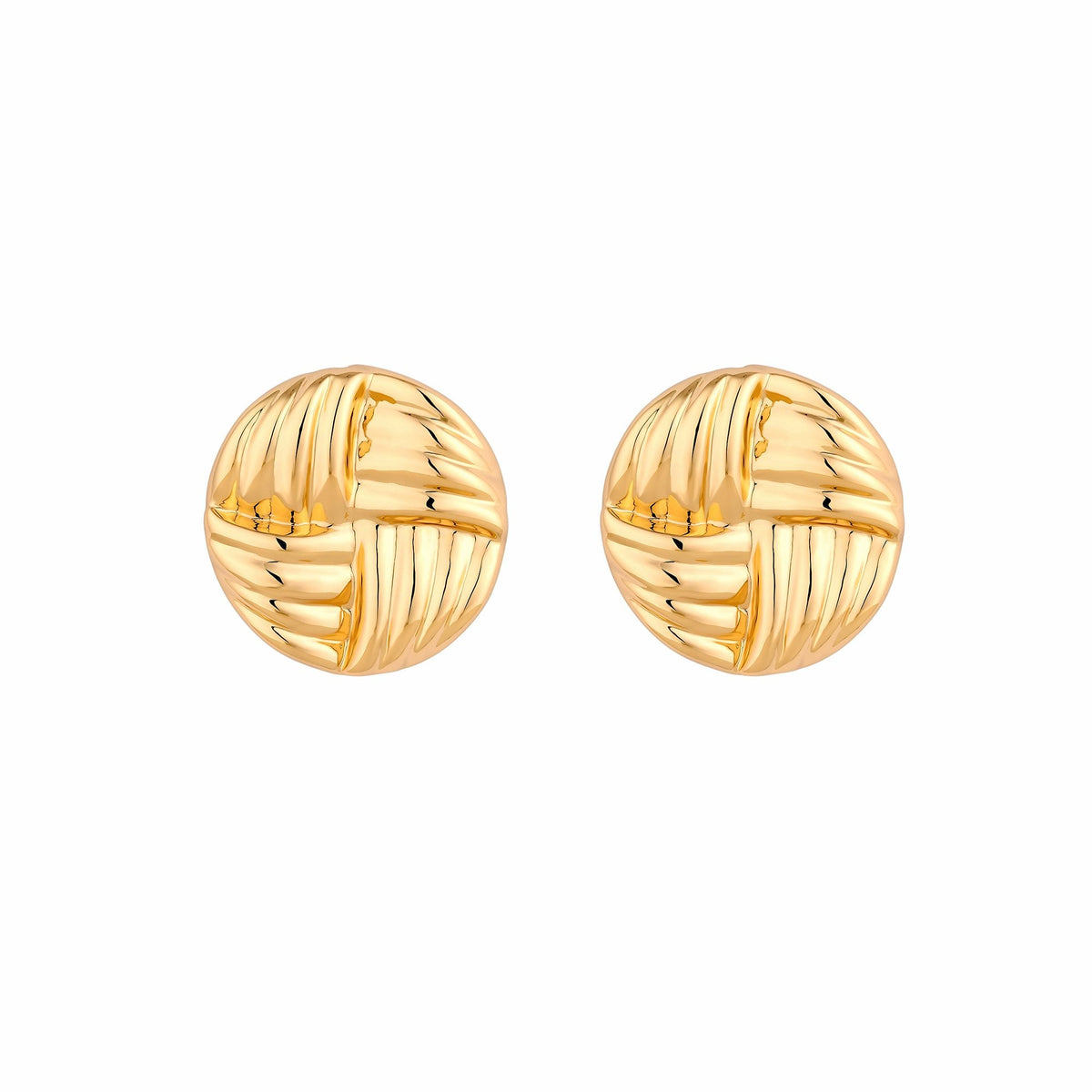 Jon Richard Gold Plated Ridged Statement Stud Earrings