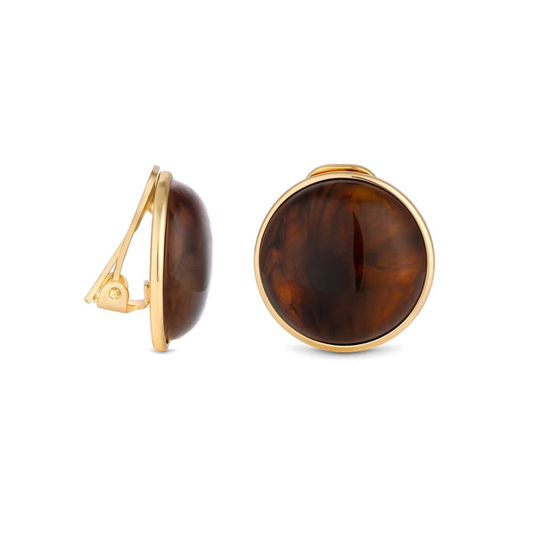 Jon Richard Gold Plated Tort Shell Dome Clip Earrings