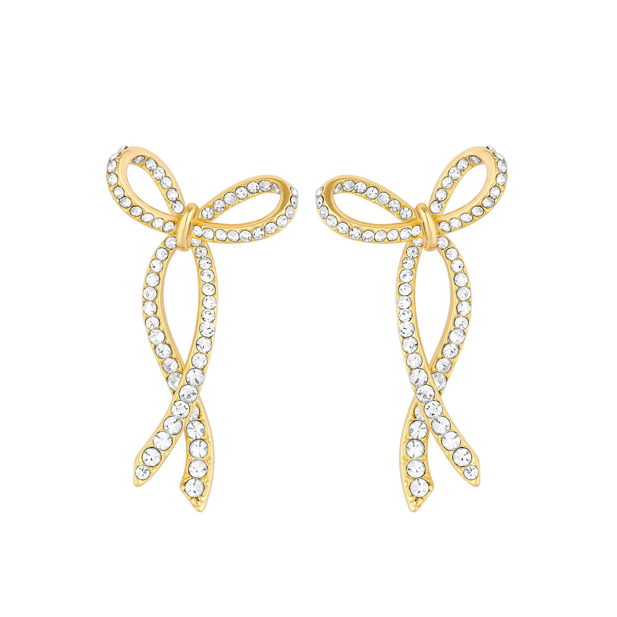 Jon Richard Gold Plated Pave Bow Statement Earrings