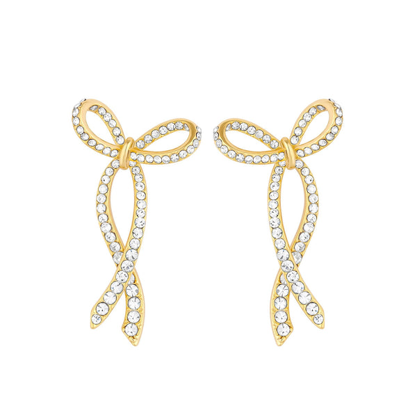 Jon Richard Gold Plated Pave Bow Statement Earrings