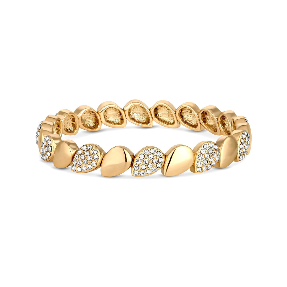 Jon Richard Gold Plated Polished and Pave Stretch Bracelet