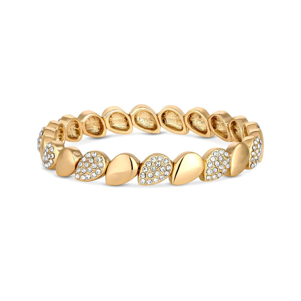 Jon Richard Gold Plated Polished and Pave Stretch Bracelet