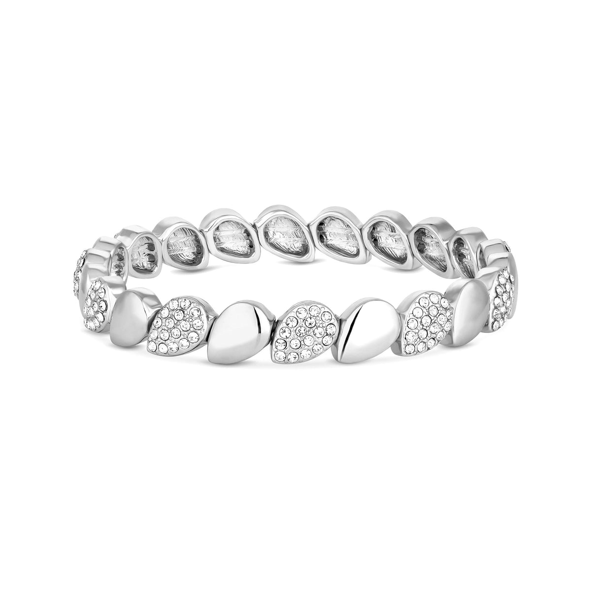 Jon Richard Silver Plated Polished And Pave Stretch Bracelet