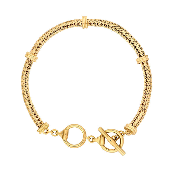 Mood Gold Flat Cobra Station Chain T-Bar Bracelet
