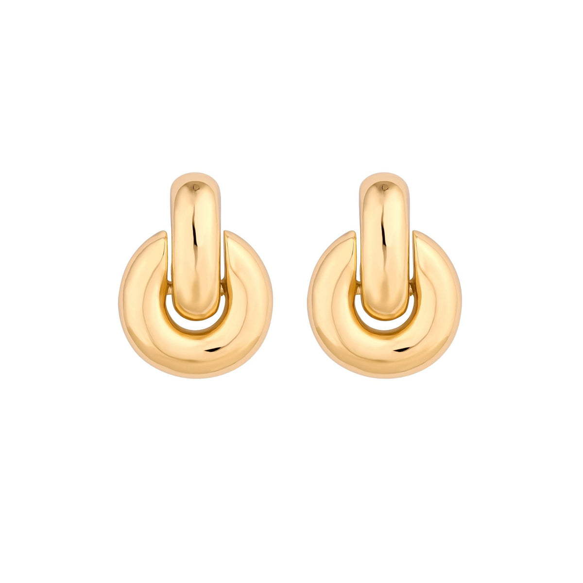 Mood Recycled Gold Round Doorknocker Drop Earrings