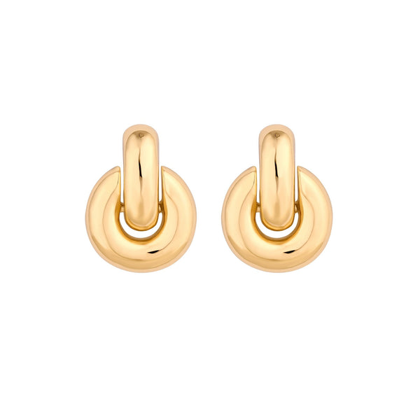 Mood Recycled Gold Round Doorknocker Drop Earrings