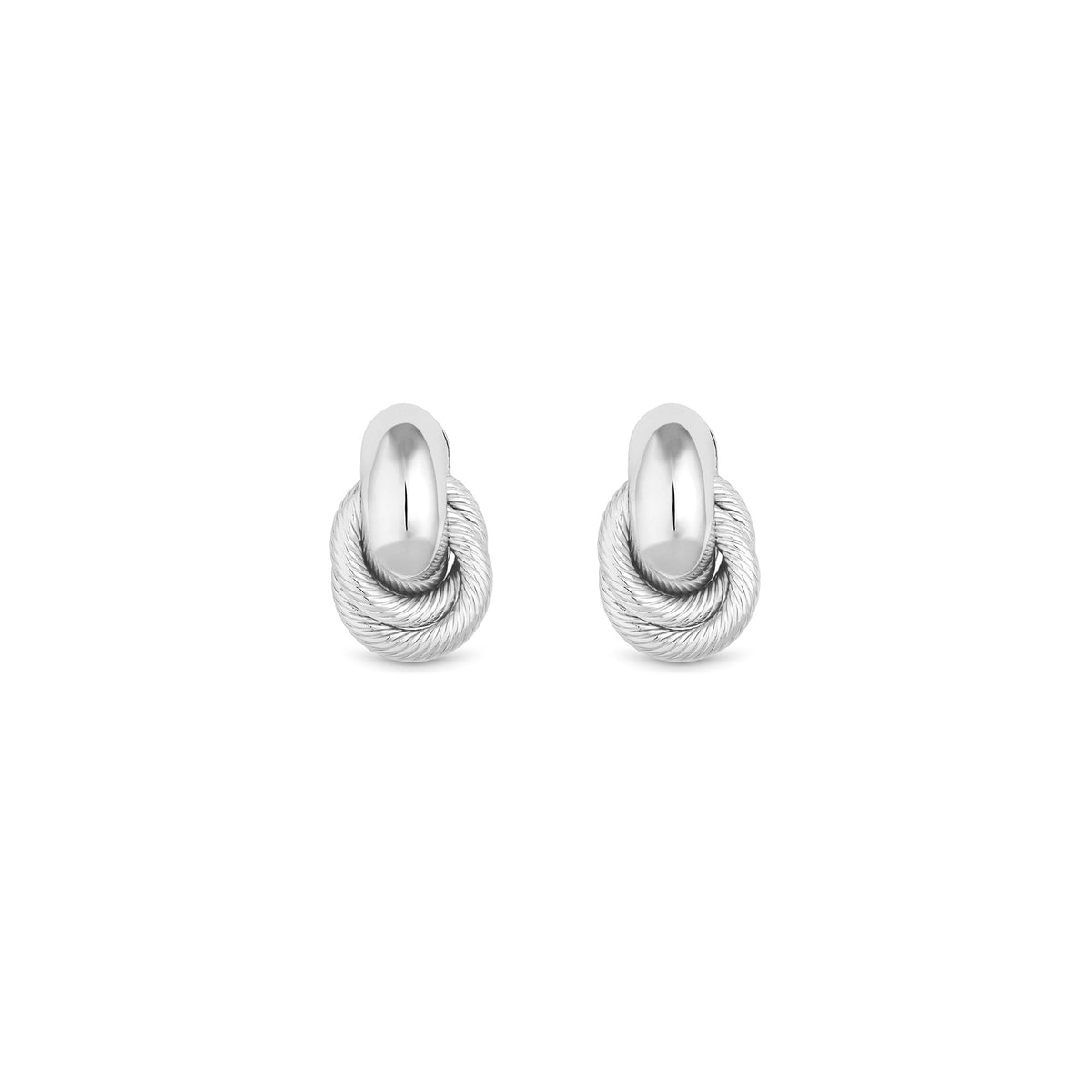 Mood Recycled Silver Textured Twist Mini Doorknocker Earrings