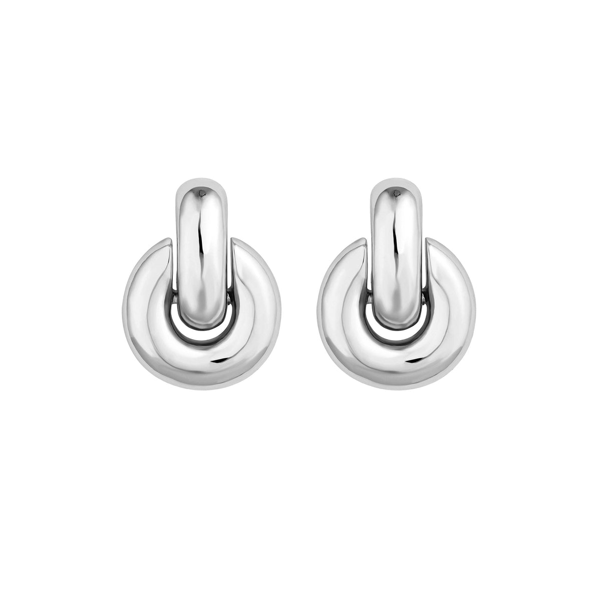 Mood Recycled Silver Round Doorknocker Drop Earrings