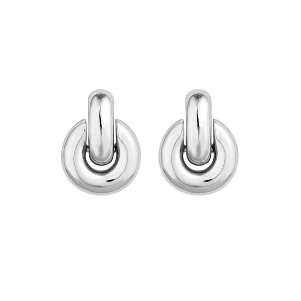 Mood Recycled Silver Round Doorknocker Drop Earrings