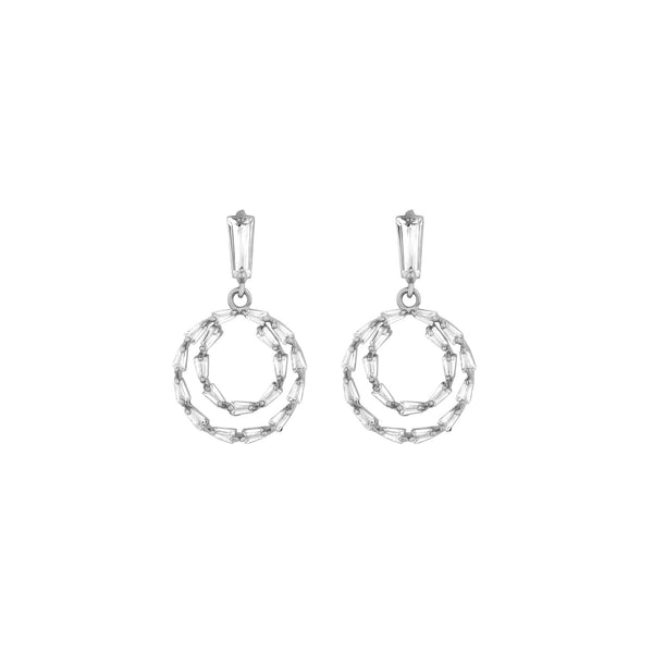 Mood Silver Crystal Cubic Zirconia Mini Forward Facing Drop Earrings