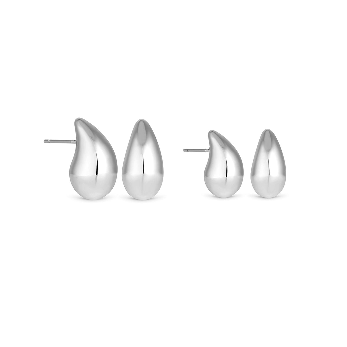 Mood Silver Polished Dome Hoop Earrings - Pack of 2