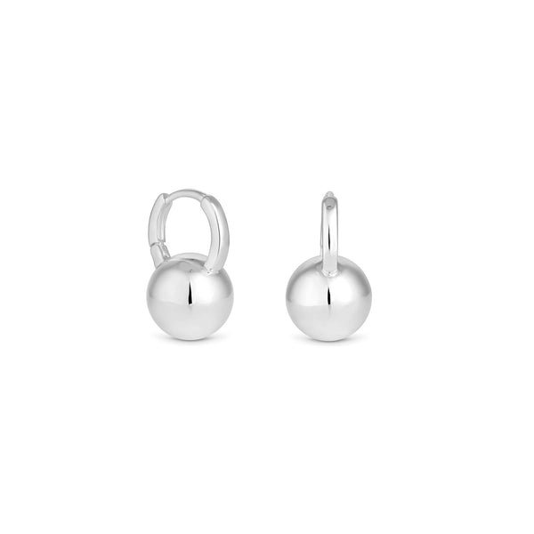 Mood Silver Recycled Polished Orb Hoop Earrings
