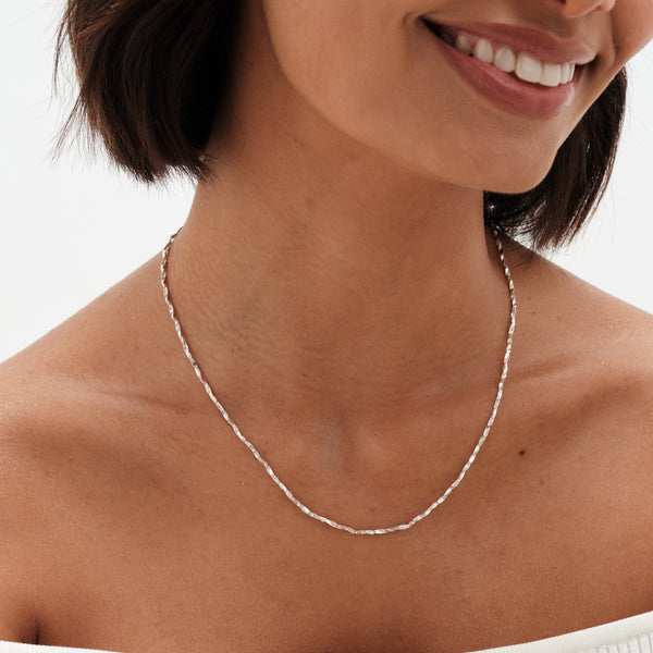 Simply Silver Sterling Silver 925 Polished Twist Chain Necklace