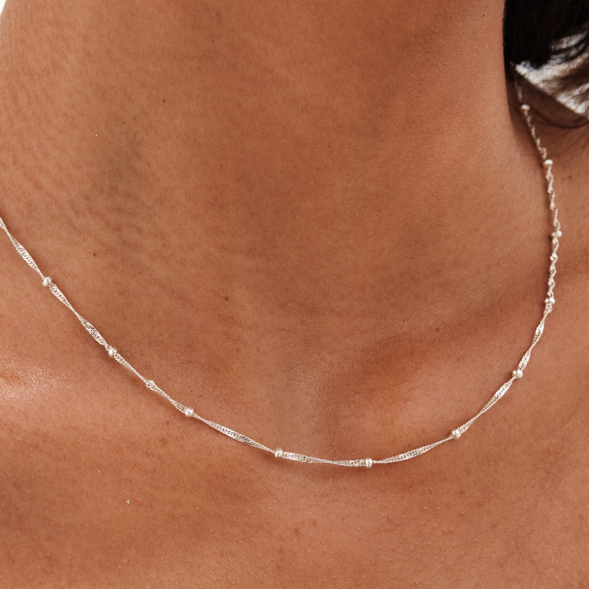 Simply Silver Sterling Silver 925 Twist Ball Chain Necklace