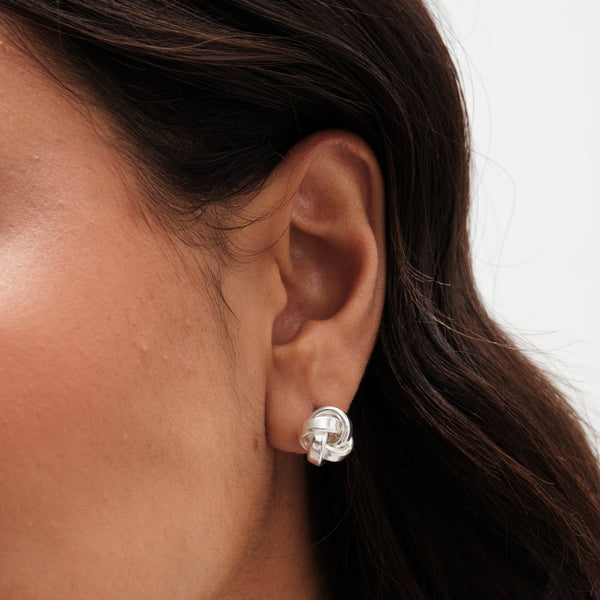 Simply Silver Sterling Silver 925 Polished Double Row Knot Stud Earrings