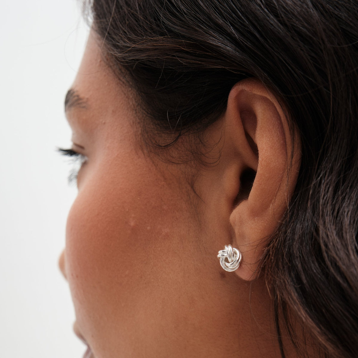 Simply Silver Sterling Silver 925 Polished Double Row Knot Stud Earrings