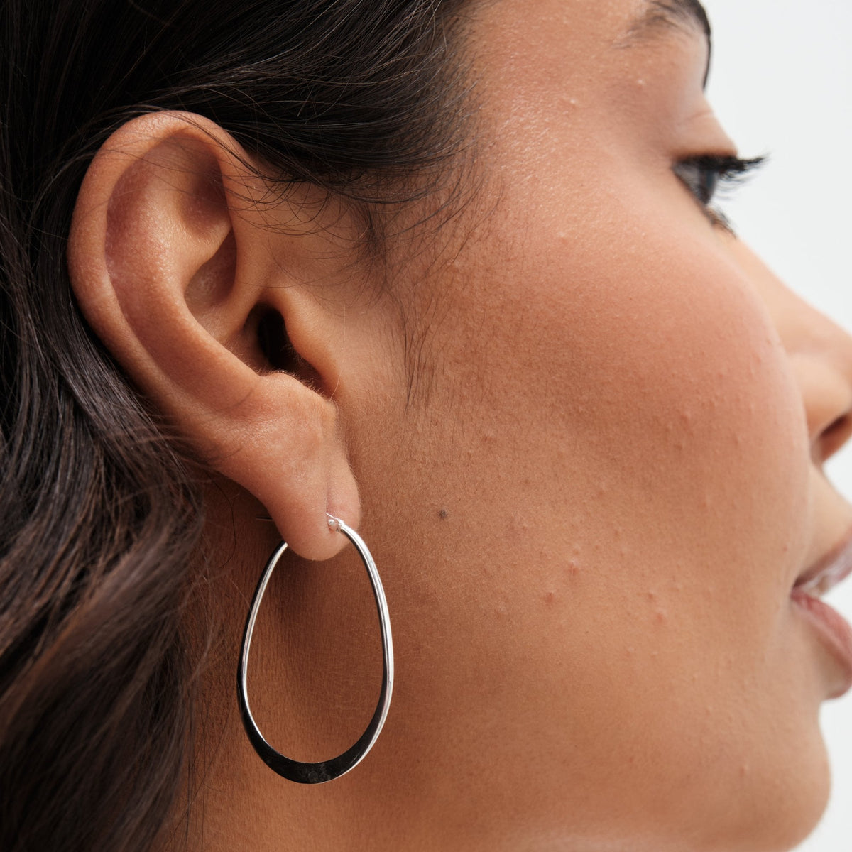 Simply Silver Sterling Silver 925 Polished Oval Flat Edge Hoop Earrings