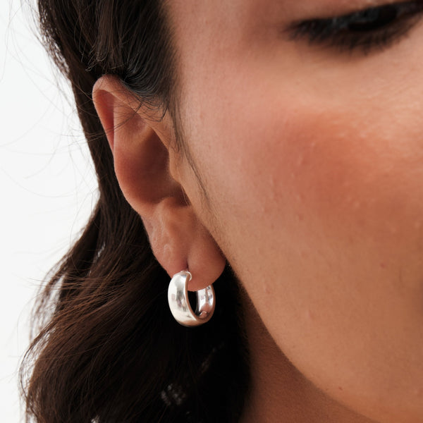 Simply Silver Sterling Silver 925 Wide Polished Hoop Earrings