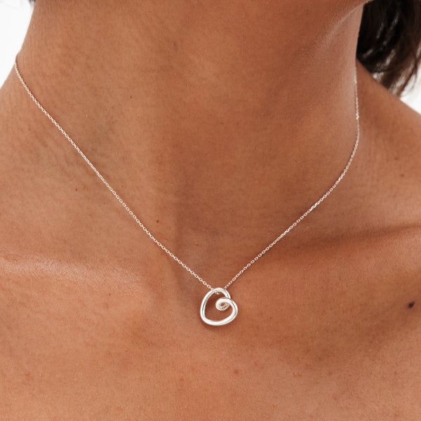 Simply Silver Sterling Silver 925 Swirl Open Heart Necklace
