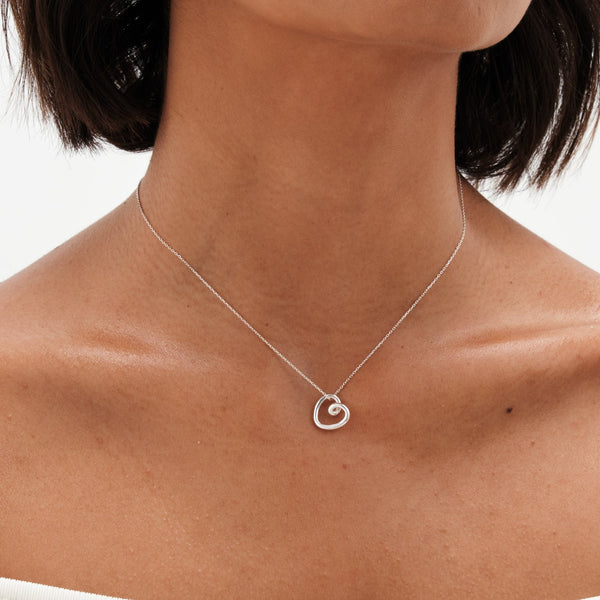 Simply Silver Sterling Silver 925 Swirl Open Heart Necklace