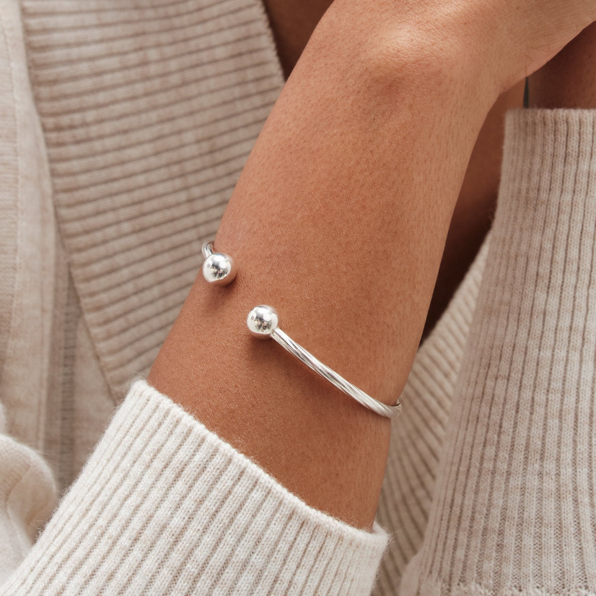 Simply Silver Sterling Silver 925 Polished Textured Cuff Bracelet