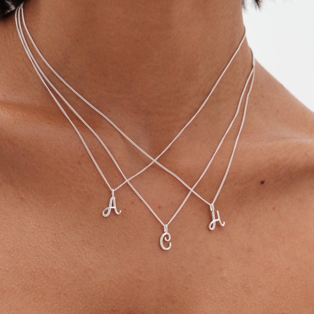 Simply Silver Sterling Silver 925 Polished and Cubic Zirconia Initial Pendant - H
