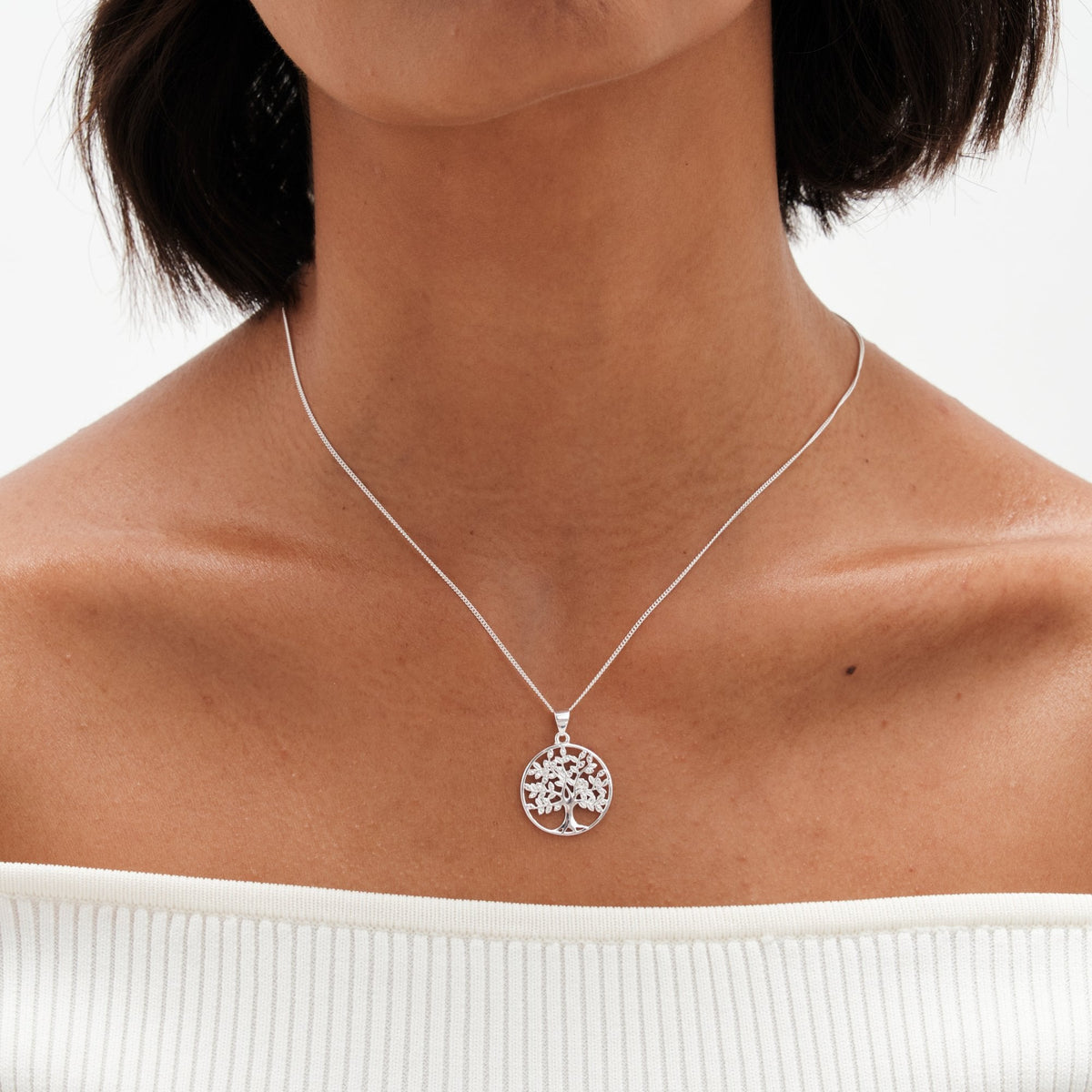 Simply Silver Sterling Silver 925 Silver Tree of Life Pendant Necklace